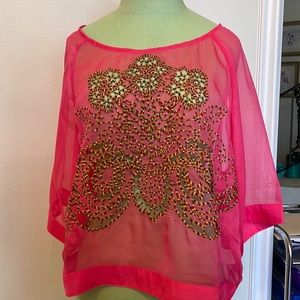 Sheer Open-Patterned Blouse